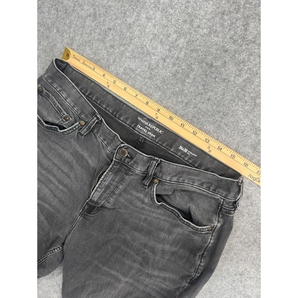 Banana Republic Travel Jeans Mens 36x30 Gray Stretch Athletic Fit Denim Pants